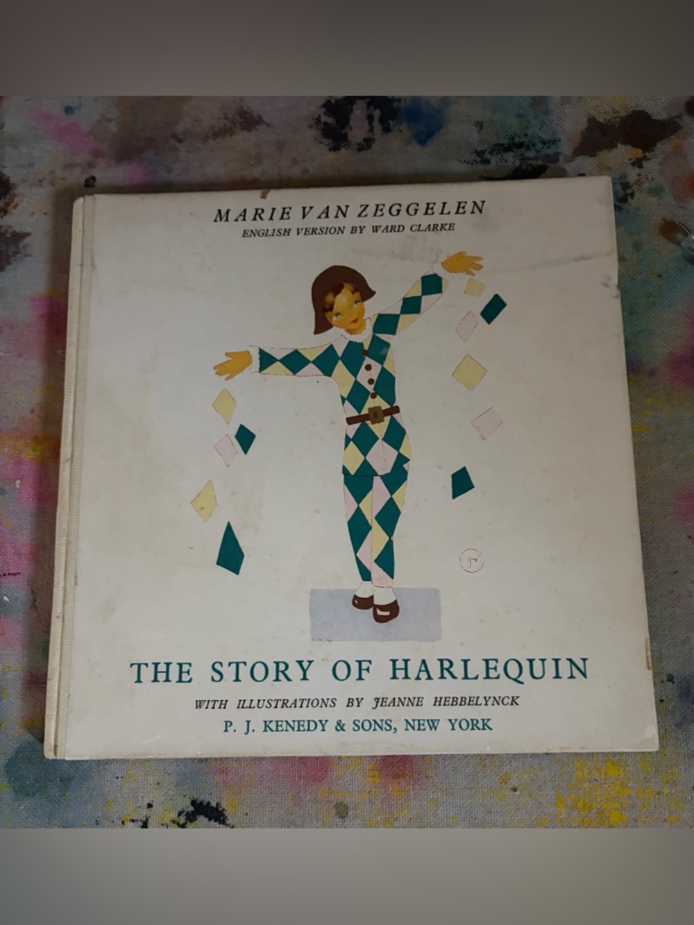 The Story of Harlequin Illustrated Art Print - Teal & Cream by